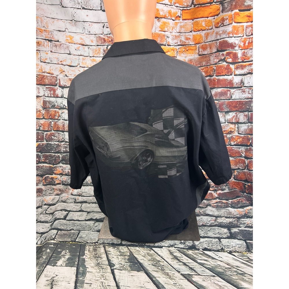 Red Kap Hot Rod Mechanic Shirt Mens XXL Black Grey Muscle Car Graphic Work Shirt - Picture 3 of 6